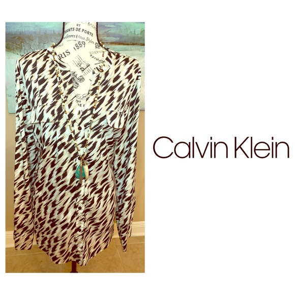 Calvin Klein Tops - Chic Animal Print Calvin Klein Blouse